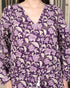 Miravan Womens Pure Cotton Floral Printed Long Sleeves Purple V Neck Playsuit