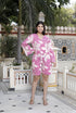 Miravan Womens Pure Cotton Floral Printed Pink V Neck Waist Tie Up Playsuit