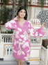 Miravan Womens Pure Cotton Floral Printed Pink V Neck Waist Tie Up Playsuit