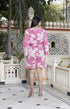 Miravan Womens Pure Cotton Floral Printed Pink V Neck Waist Tie Up Playsuit