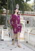 Miravan Womens Pure Cotton Wine Floral Printed Long Sleeves Waist Tie Up Playsuit