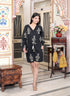 Miravan Womens Pure Cotton Black Waist Tie Up Back Zip Closure Floral Playsuit