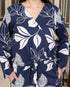 Miravan Womens Blue V Neck Tie Ups Floral Pure Cotton Casual Long Sleeves Playsuit