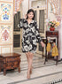 Miravan Womens Pure Cotton Black V Neck Tie Ups Floral Printed Casual Jumpsuit