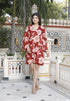 Miravan Womens Pure Cotton Red Floral Printed Long Sleeves Jumpsuit
