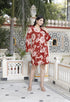 Miravan Womens Pure Cotton Red Floral Printed Long Sleeves Jumpsuit