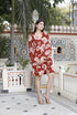 Miravan Womens Pure Cotton Red Floral Printed Long Sleeves Jumpsuit