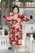 Miravan Womens Pure Cotton Red Floral Printed Long Sleeves Jumpsuit
