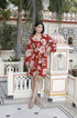 Miravan Womens Pure Cotton Red Floral Printed Long Sleeves Jumpsuit