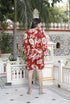 Miravan Womens Pure Cotton Red Floral Printed Long Sleeves Jumpsuit