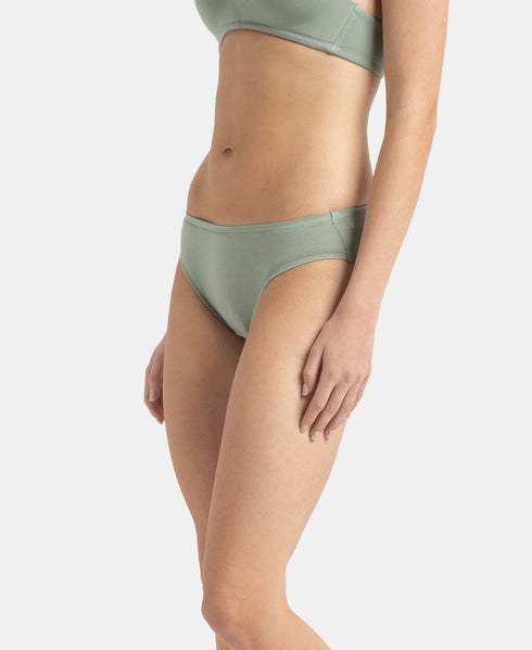 Jockey Medium Coverage Tencel Lyocell Mid Waist Bikini With Concealed Waistband | Iceberg Green