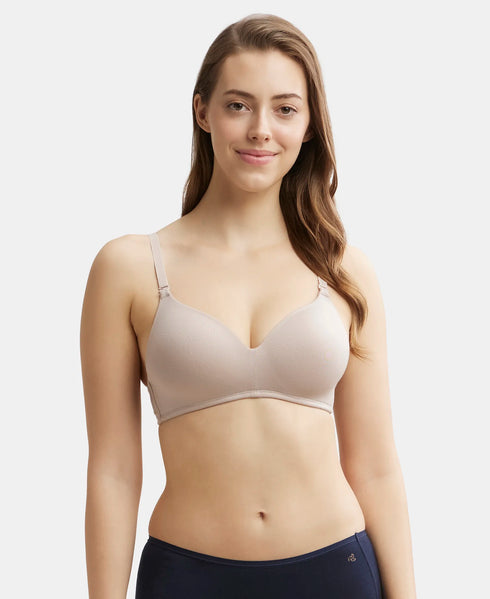Jockey Wirefree Padded Tencel Lyocell Stretch Full Coverage Multiway T-Shirt Bra with Adjustable Straps - Mushroom