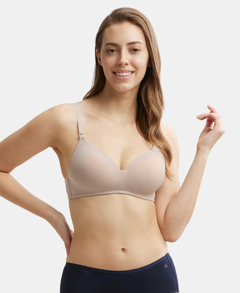 Jockey Wirefree Padded Tencel Lyocell Stretch Full Coverage Multiway T-Shirt Bra with Adjustable Straps - Mushroom