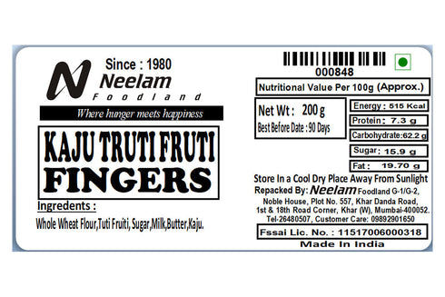Neelam Foodland Kaju Tutti Frutti Fingers Biscuits