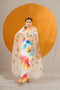 Kzari Splashy Draped Skirt with Crop Top and Net Shrug Dupatta