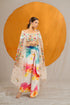 Kzari Splashy Draped Skirt with Crop Top and Net Shrug Dupatta