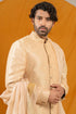 Kzari Golden Jacquard Silk Sherwani (Without Dupatta)
