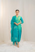 Kzari Shaded Hara Hara Kurta Set with Silk Pants and Organza Embroidery
