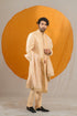 Kzari Golden Jacquard Silk Sherwani (Without Dupatta)