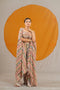 Kzari Printed Veil Indowestern Ensemble with Silk Pant, Crop Top, and Shrug