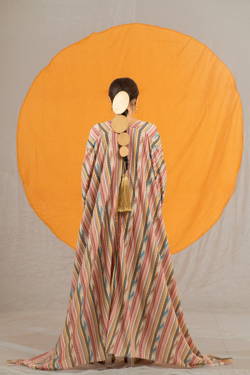 Kzari Printed Veil Indowestern Ensemble with Silk Pant, Crop Top, and Shrug