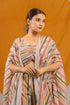 Kzari Printed Veil Indowestern Ensemble with Silk Pant, Crop Top, and Shrug