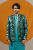 Kzari Emerald Sequin Jodhpuri with Lucknowi Embroidery and Silk Pants