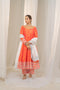 Kzari Kesar-Pista Orange Raw Silk Anarkali with White Embroidery and Organza Dupatta