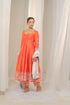 Kzari Kesar-Pista Orange Raw Silk Anarkali with White Embroidery and Organza Dupatta