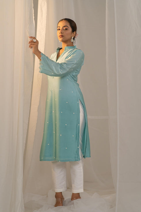 Kzari Cotton Modal Satin Varyali Elegant Kurta and Pant Set