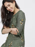 Vasthrlay Women Ketch Women Olive Printed Straight Kurtas