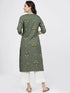 Vasthrlay Women Ketch Women Olive Printed Straight Kurtas
