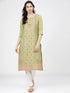 Vasthrlay Women Ketch Women Green Printed Straight Kurtas