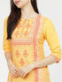 Vasthrlay Women Ketch Women Yellow Printed Straight Kurtas
