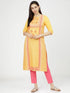 Vasthrlay Women Ketch Women Yellow Printed Straight Kurtas