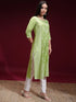 Vasthrlay Women Ketch Women Green Printed Straight Kurtas