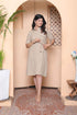 Miravan Womens Beige Solid Midi Dress with Belt and Side Pocket