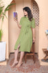 Miravan Womens Green Party Dress with Belt