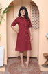Miravan Womens Maroon Solid A Line Dress with Belt