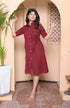 Miravan Womens Maroon Solid A Line Dress with Belt