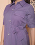 Miravan Womens Purple Solid half Sleeve midi Dress with Belt