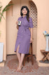 Miravan Womens Purple Solid half Sleeve midi Dress with Belt