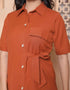 Miravan Womens Rust Solid Midi Dress and Side Belt