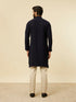 Manyavar Dark Blue Striped Patterned Kurta