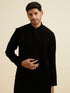 Manyavar Black Striped Patterned Kurta