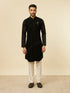Manyavar Black Striped Patterned Kurta