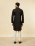 Manyavar Black Striped Patterned Kurta