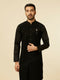 Manyavar Black Striped Patterned Kurta