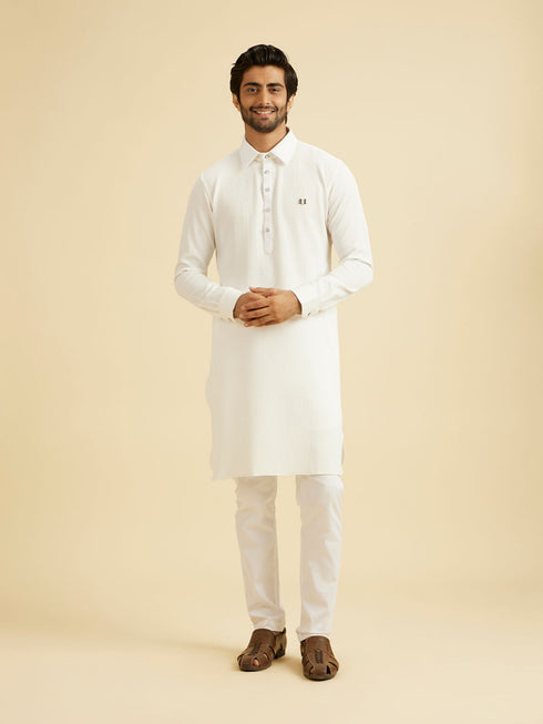 Manyavar Ethereal White Celebration Kurta