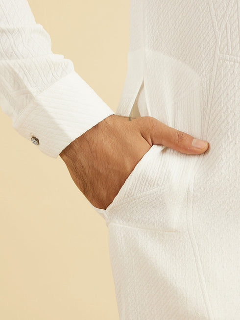 Manyavar Ethereal White Celebration Kurta